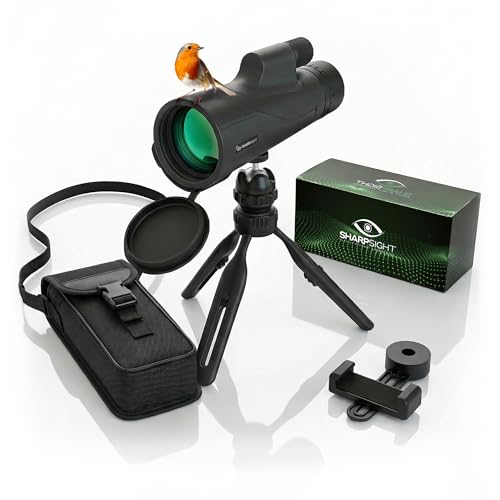 Monocular Telescope With Smartphone Adapter & Tripod - Spotting Scopes Pocket Sized Optic For Wildlife Viewing, Birdwatching, Hiking, Digiscoping, Crisp Clarity Without Compromise