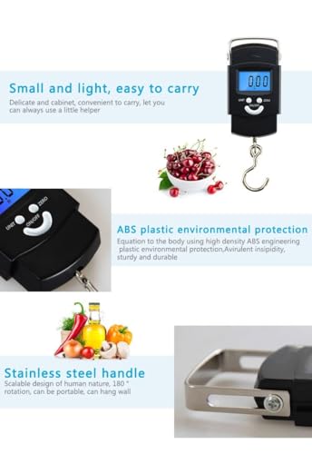 Portable Digital Luggage Scale 40kg/0.01kg - Mini Electronic Weighing Balance for Travel, Baggage, Fishing - Accurate Hanging Scale with LCD Display for Easy Reading
