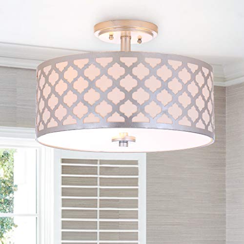 Safavieh Collection Kora Quatrefoil 3 Flush Mount Light, 0, Silver #TOP1