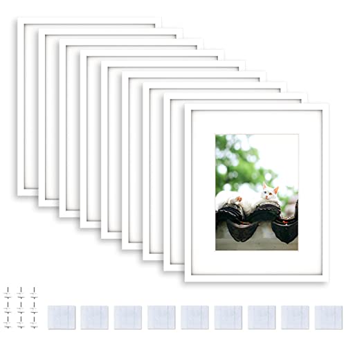 8 x 10 cm Picture Frame Set de 9, Picture Frames 8 by 10 to Display Picture 5 x 7 with mate or 8 x...