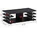 YAHEETECH Modern Black Wood Coffee Table Iron Tube Legs Multi Tier Design with Storage Shelf Living Room Furniture