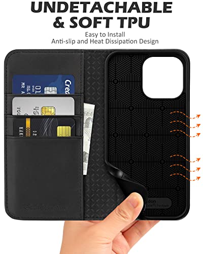 Shieldon Case For Iphone 14 Pro Max 5G 6.7", Genuine Leather Iphone 14 Pro Max Wallet Case Flip Cover Rfid Blocking Card Slots Magnetic Closure Case Compatible With Iphone 14 Pro Max 2022 - Black #TOP7