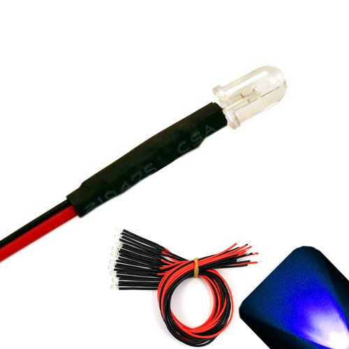 5mm 9v Pre-Wired Blue LED - Ultra Bright (7v, 8v, 9v) (Pack of 20)