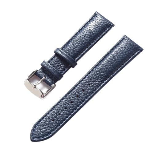 YingYou ライチ柄 ソフトレザー 革ベルト メンズ レディース 16mm18mm20mm22mm 時計バンド アクセサリー (Color : Royal blue, Size : 17mm)