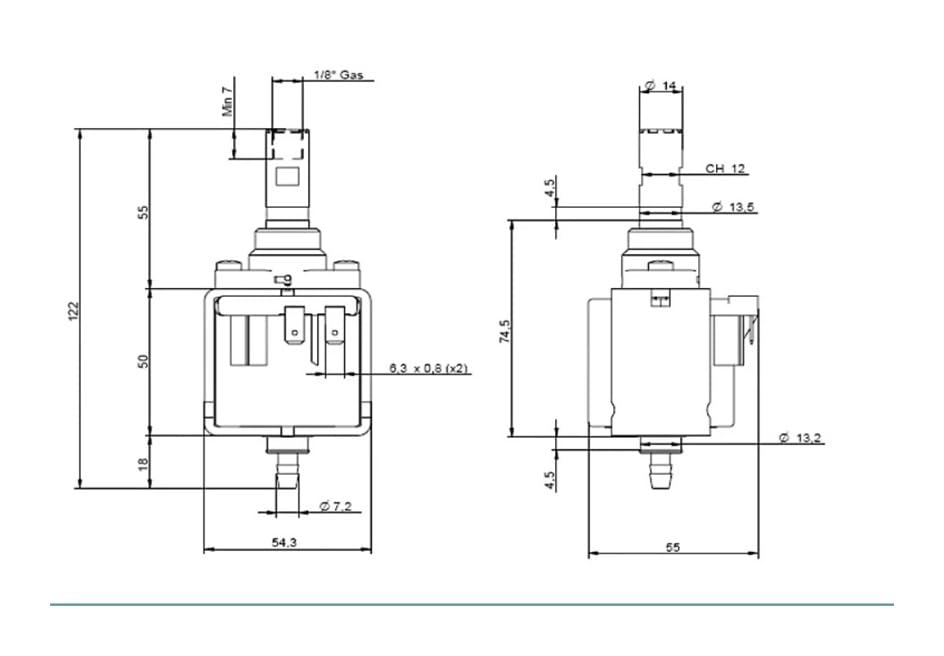 POWTAXBJGD EP4/EP5 High Pressure Electromagnetic Pump AC 100V 50-60HZ 55W Coffee Machine Solenoid Water Pump Plunger Pump(Model E Type EP5)