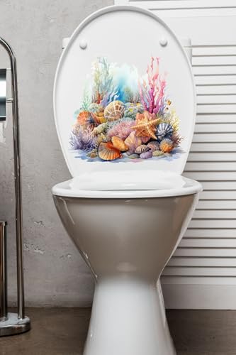 Deniz Yıldızı, Deniz Kabuğu ve Mercan Desenli Klozet Banyo Stickerı