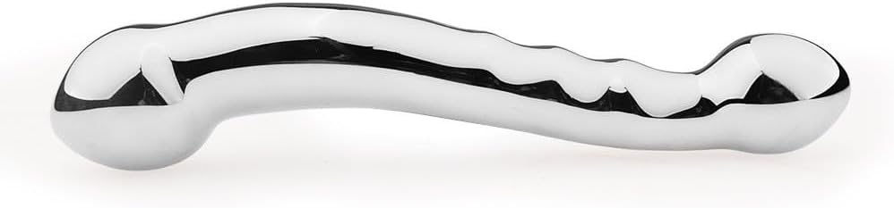 3 Styles of Stainless Steel Anal Dildo Double Ended Dildos, Waterproof Butt Plug Prostate Massager Dildo Adult Sex Toy for Women Men - 2 Heads, Silver