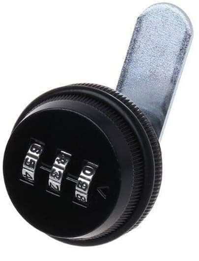 Codierschloss, Zahlenschloss, Vorhängeschloss, 3-stellige Postkastenverriegelung, Drehnockenschloss mit Zunge, für Schrankschublade, 20 mm, 30 mm (schwarz)