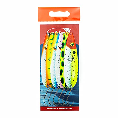 Etic Majestik Uv Fishing Spoons Kit 100% Made Of Brass, 6Pcs Fishing Lures, Fishing Tackle, Fishing Gear, Fishing Lures For Trout, Salmon, Pike, Walleye, Bass And Mores #TOP3