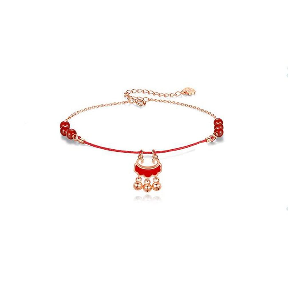 Tobillera de plata fina Palace Bell con anillo sonoro