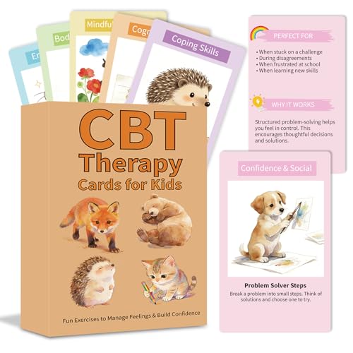CBT Cards for Kids, 52 Cognitive Behavioral Therapy Activity Cards for Emotional Regulation, Coping Skills, Confidence & Mindfulness - Social Emotional Learning Tools for Home, School & Therapy
