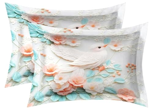 Image of 7D Flat Bedsheet 400TC Sheet Set, Kids Design bedsheet, Floral Design, Decorative Bedding with Daisy Pattern, Kids Room Decor, 90X100 Inch (Bird)