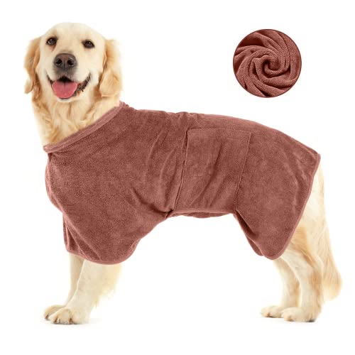 Hundebademantel,Mit Klettverschluss Schnell Trocknend Badetuch, Sehr Saugfähig, Verstellbares Halsband und Taille Hunde Bademantel Gross,Dryup Cape Hund, Geeignet Für Große und Mittlere Hunde