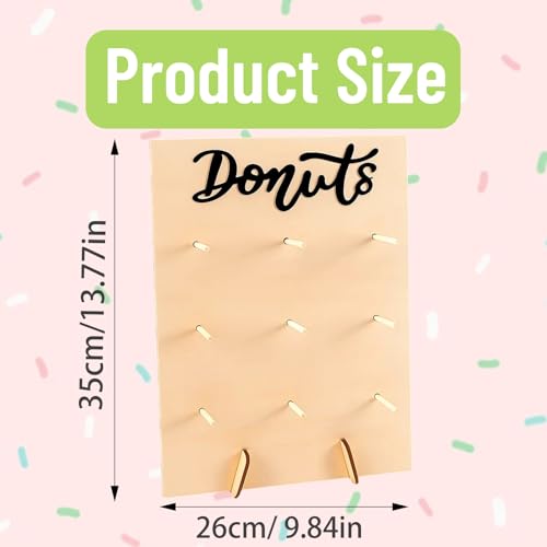 PcvGef Donut Ständer, Donut Wand für Hochzeiten, Geburtstage, Babypartys und Jubiläen, Holz Donutständer mit 9 Löchern, 35×26 cm, natürliche Holzfarbe