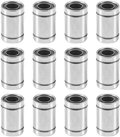 QCCAN 12PCS LM8UU Linear Ball Bearings, Linear Bushing with Double Side Rubber Seal Great for CNC, 3D Printer