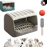 Doggocomfy Cozy Dog House, Doggo Comfy Doghouse Bed, Indoor Dog House with Removable Cushion, Pliable Warm Kennel for Medium and Large Size Dogs (Grey, M)