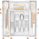 Lifewit Organizador de cubiertos para cajones, 4-7 compartimentos, ajustable en...