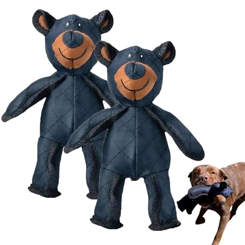 Guaranteed Indestructible Dog Toy, Dura Bear Indestructible Dog Toy, Unbreakable Bear, Unbreaka Bear, Unbreakable Dog Toys, Aggressive Chewers Indestructible Stuffed Plush Dog Squeaky Toy (2PCS)