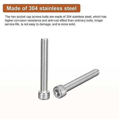 DTGN M8x60mm Socket Head Cap Screws Bolts, 10Pcs 304 Stainless Steel 18-8, Metric Machine Hex Socket Screw, Hex Drive - Image 3