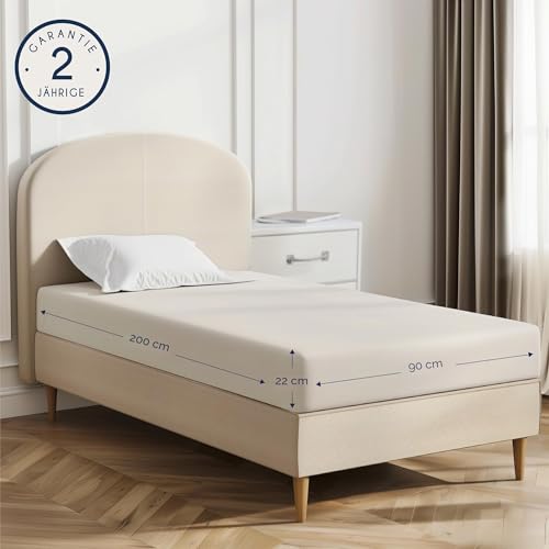 Dreamzie - Spannbettlaken 90x190/200cm - Baumwolle Oeko Tex Zertifiziert - Beige - 100% Jersey Spannbetttuch 90x190/200