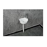 XRB2050 Lavabo de Pared de Resina, 30x21x10.5 cm Lavabo de Baño Tamaño Pequeño para Guardarropa Aseo de Invitados Lavadero Garaje Blanco C Grifos de Agua Caliente y Fría