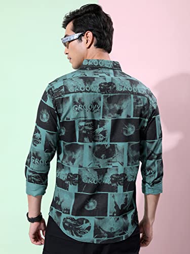 Image of Ketch Men Cotton Slim Fit Printed Full Sleeve Shirt