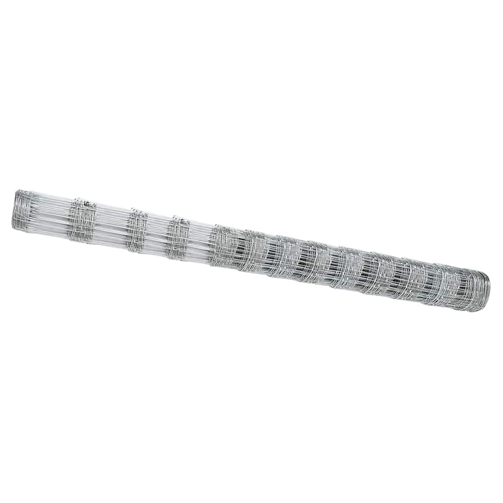 Outdoor Galvanised Steel Field Fence 25 x 1.5 m Silver Durable Garden Livestock Border Roll for Terrace Patio Countryside Urban Spaces Rectangular Shape Easy Maintenance