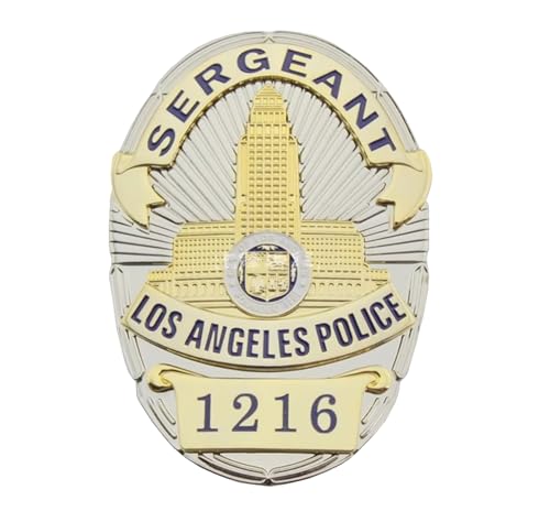 DOGOZ US LAPD Sergent Los Angeles Police 1216 Insigne avec Étui en Cuir Incrusté, Accessoire De Décoration De Costume
