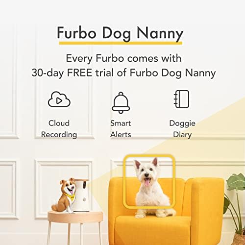 Furbo 360° Dog Camera: [New 2023] Rotating 360° View Wide-Angle Pet Camera with Treat Tossing, Colour Night Vision, 1080p HD Pan, 2-Way Audio, Barking Alerts, WiFi, Designed for Dogs