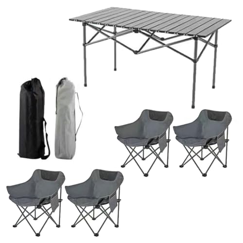 Table de camping en aluminium pliante compacte et légère avec chaises