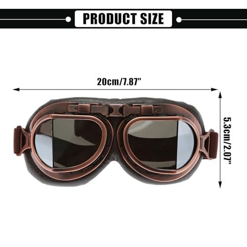 MUXSAM Vintage Motorcycle Goggles, ATV Motocross Goggles, Dirt Bike Racing Riding Off Road Scooter Glasses, Windproof Dustproof Eyewear for Adults Men Women, Copper Frame Silver Lens