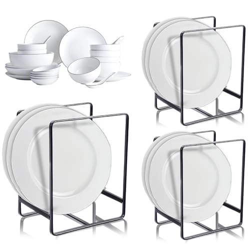Nizirioo Escurreplatos de metal, 3 unidades, organizador de platos, armario con asas, armario de cocina multifuncional, escurreplatos para platos, tablas de cortar, tapas de ollas, color negro