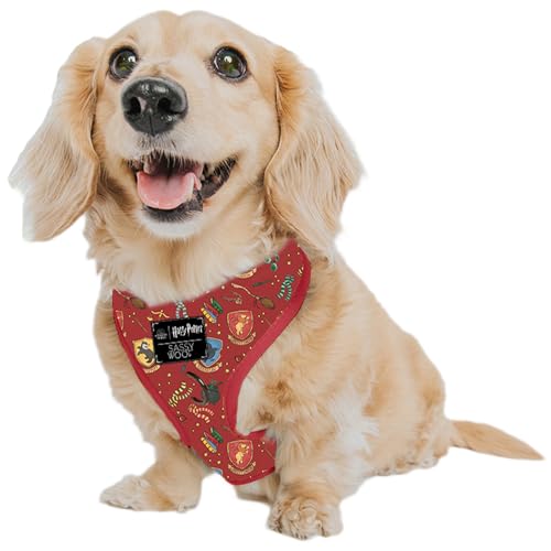 Sassy Woof Dog Adjustable Harness - Harry Potterâ„¢ - XS, Breathable Mesh, No Pull Design with Two D-Rings, Patented Design, Perfect for Small Dogs and Puppies - Officially Licensed