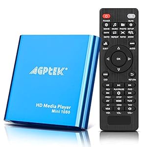 AGPTEK Mini 1080P Full HD digitale mediaspeler Mediaspeler Mediaspeler met afstandsbediening voor MP3, WMA, OGG, AAC, FLAC, APE, AC3, DTS, ATRA