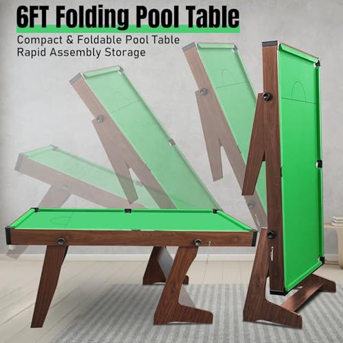 HLC 6FT Billardtisch klappbar mit kompletten Zubehör, Pool-Billardtische, Multifunktionstisch Spieltisch für Ihre Familie und ihre Kinder.
