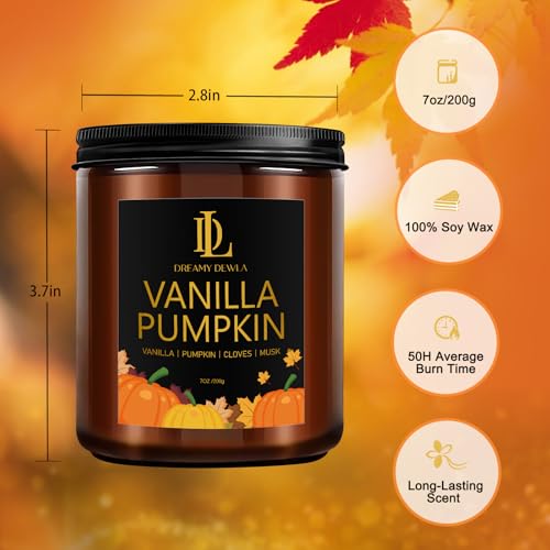 Fall Candle Set, Fall Candles for Home Scented, 4 Pack Soy Candles for Autumn, Aromatherapy Candle Gift Set for Women Men, Fall Scents of Pumpkin/Apple Pie/Hello Fall/Vanilla Cupcake