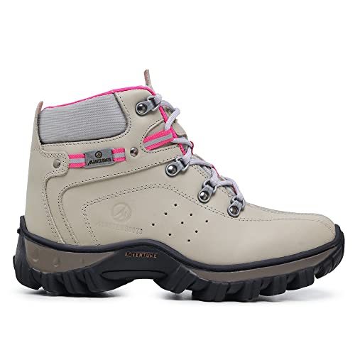 Bota Segurança Masculina e Feminina Ortopetica em Couro Legitimo com C.A (Cinza/Rosa, br_footwear_si