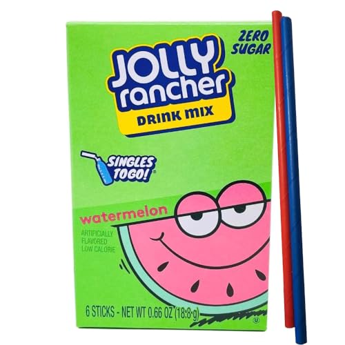 Jolly Keto Sensations: Low Carb Zero Sugar Drink Mix – 1 box – of Watermelon Drink Mix – 6 Single Servings – Sugar Free Drink Mix – Comes with 2 Paper Straws and 1 Exclusive PALiSOL CREATiONS Stickers