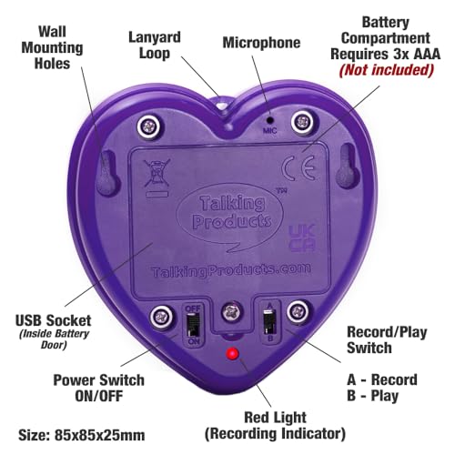 Talking Products, Purple Heart Affirmations MP3 Sound Button. 30 Pre-Recorded Motivational & Positive Quotes to Improve Children’s Mental Health. Build Self-Esteem, Combat Anxiety and Low Confidence. - Image 5