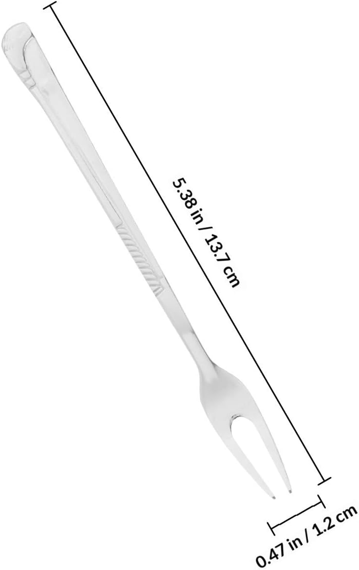 6 Piece Stainless Steel Dessert Forks, 2 Prong Fruit Fork Set