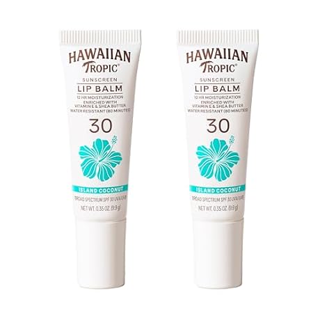 Hawaiian Tropic Lip Balm, Island Coconut, SPF 30, 0.35oz each, Twin Pack