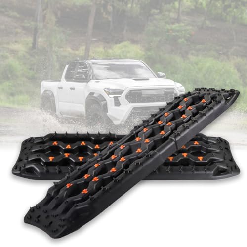 STXDAUTO Off-Road Traction Boards Pair Recovery Traction Boards Fits for Jeep and Other Off-Road Vehicles Traction Mat Traction Tire Ladder Traction Mats for Sand Mud & Snow (Black)