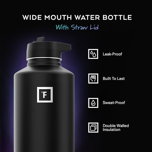 IRON °FLASK Camping & Hiking Hydration Flask with Straw, Wide Mouth Insulated Stainless Steel Sports Water Bottle - 64 oz Fire Red by IRON °FLASK - Used condition - US$22.89