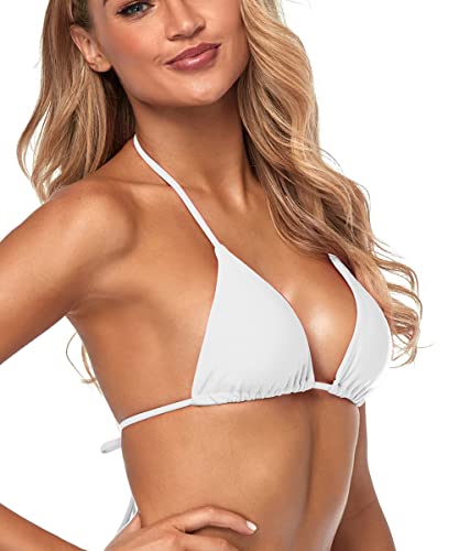 Tainehs Women's Sexy Halter Thong Bikini Top String Micro Triangle Bikini Top Swimsuit3