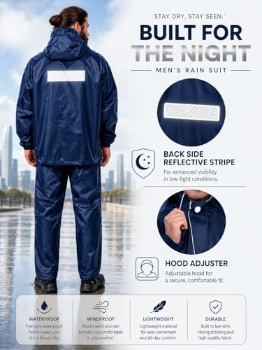Image of La' exclusivite Classivo Waterproof Reversible Raincoat for men (IN, Alpha, M, Aquaroyale Blue)