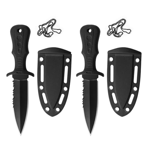 Byffoer Klein Messer,Messer Outdoor Ketten Gürtelmesser Edelstahl,Neck Knife Neckknife mit scheide und Kugelkette Scharfes Taschenmesser Campingmesser Gürtelmesser für Outdoor Camping Angeln Wandern