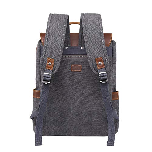 TSD Brand Valley Hill Canvas Backpack (Grey)3
