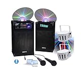  Pack sono 2 Enceintes Astro Led + jeu de lumière à gobos puissants - idéal soirée disco karaoké à la maison ou en salle des fêtes PA SONO DJ BAR CLUB ANNIVERSAIRE CADEAU NOËL