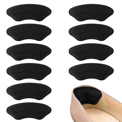 Image of NOWFRESH Heel Grips for Womens Shoes - 10 Pairs Self-Adhesive Heel Pads, Cushion Inserts for High Heels,Prevent Blisters & Slip, Comfort Fit for Women (Black)