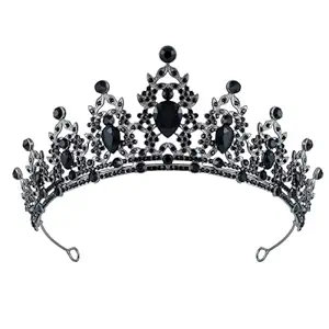 Taria Crowm Headband for Women, Hair Accessories for Birthday Wedding Party Costume (Black)